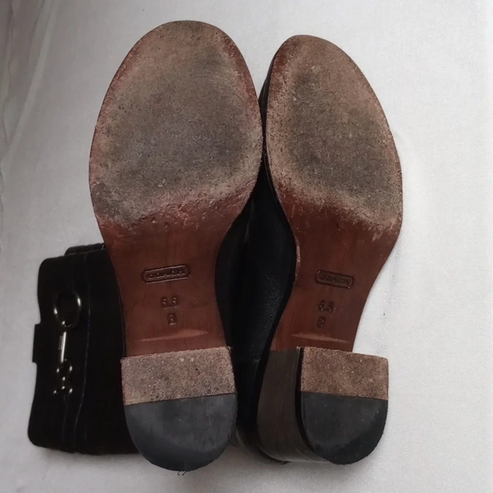 Coach Audrie Leather Riding Boots 5.5 Black Horsebit - Picture 5 of 6